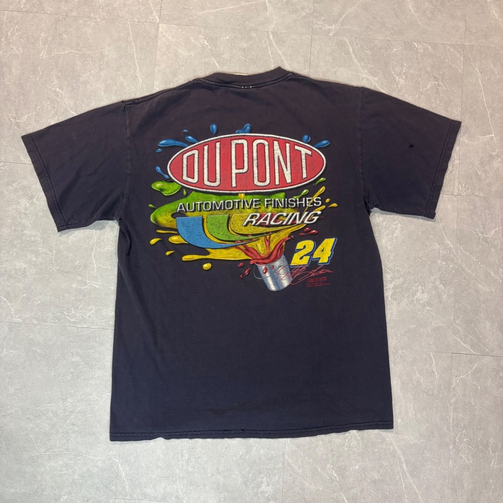 Vintage 2000 NASCAR Jeff Gordon 24 DuPont Racing T-Shirt Mens M Faded Black - Picture 3 of 7